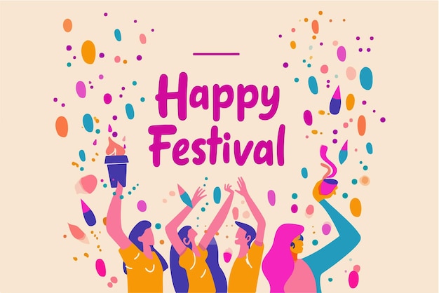 Vector happy holi festival of colors with color background design vector holi banner design with texts