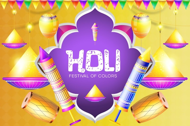 Happy holi festival creative banner template