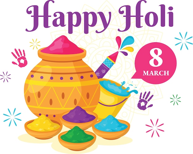 Happy Holi Festival Illustration