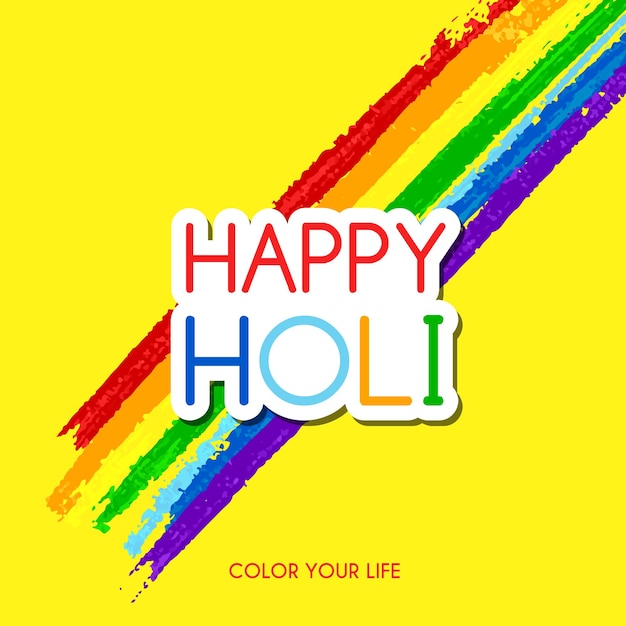 Vector happy holi greeting card vector greeting card with colorful brush strokes