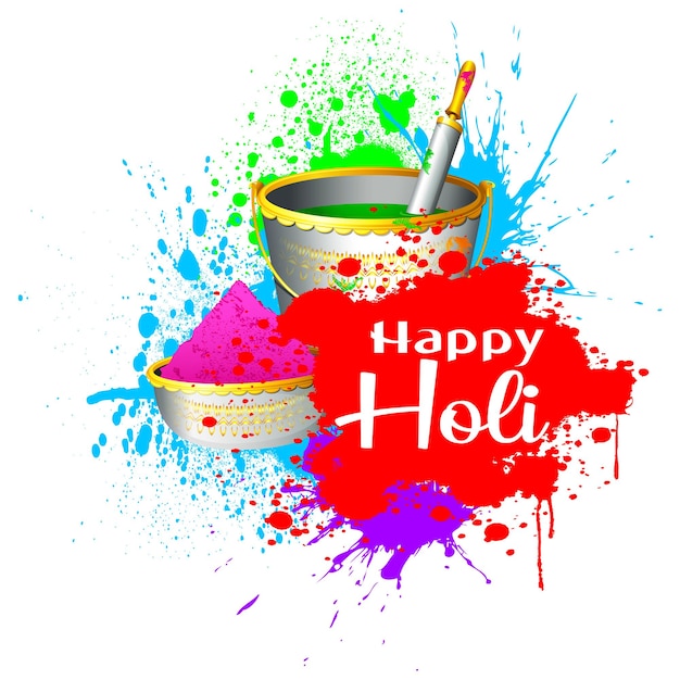 행복한 홀리 인사 빨간색 노란색 색 다채로운 인도 축제 소셜 미디어 배경