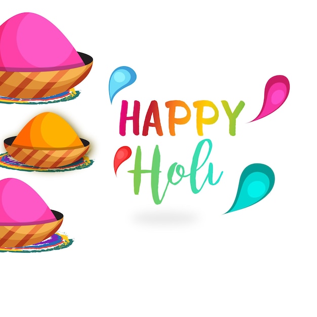 Happy holi greetings white purple orange colourful indian hinduism festival social media background