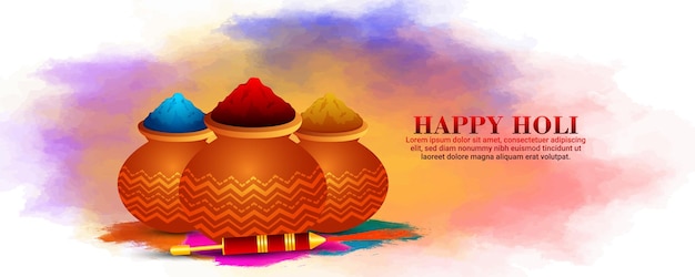 Happy holi hindu festival banner