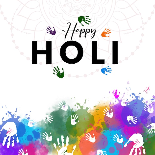 Happy Holi Images with Colorful Hands Splash, Vector Design