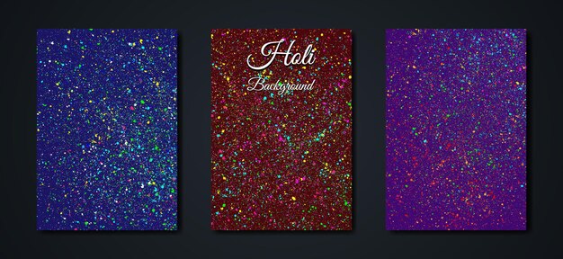 Happy holi indian festival banner colorful gulaal powder color party set luxury colors cards