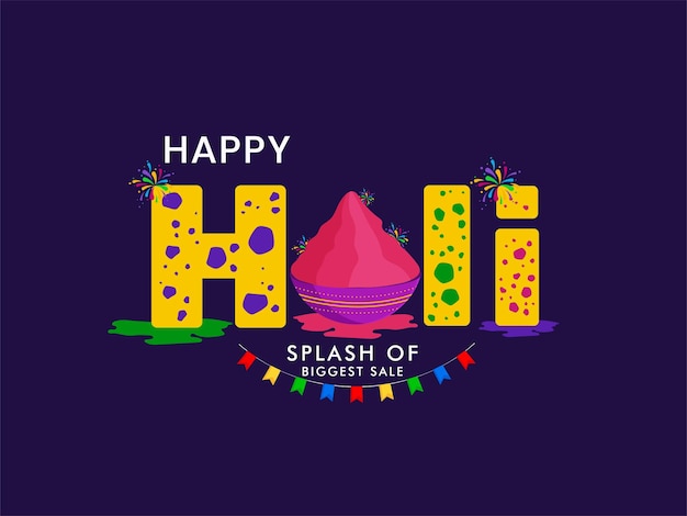 Vector happy holi indian festival of colors biggest festival splash sale banner and poster design