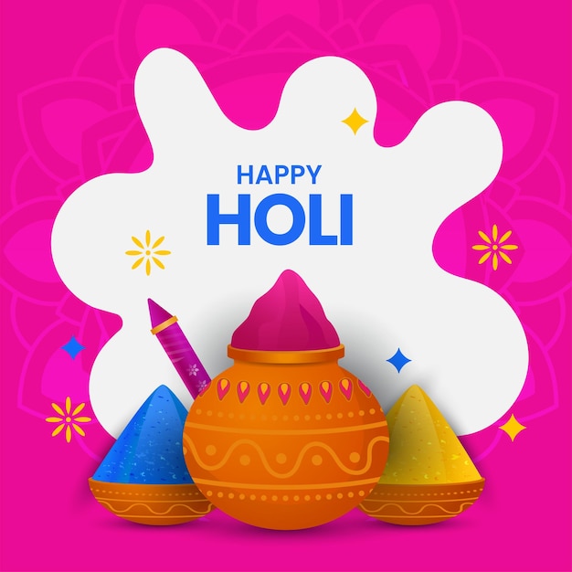 Happy holi indian festival of colors celebration abstract pink background
