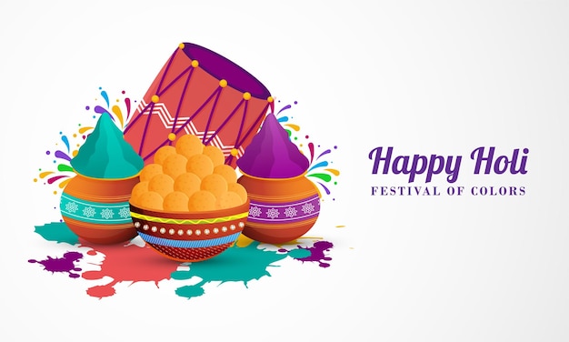 Happy Holi Indian festival of colors Creative greeting card and invitation design vector illustration