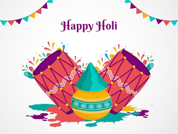 Vector happy holi indian festival of colors creative traditional colorful background vector illustration