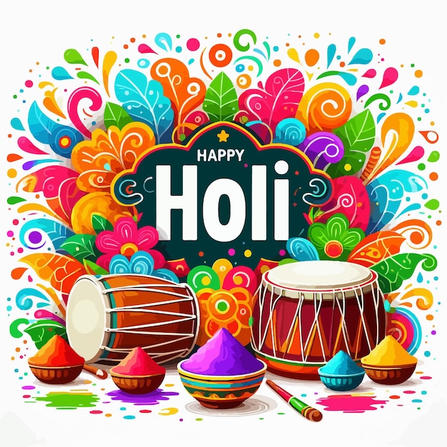 Vector happy holi indian festival religious background concept color festival of india