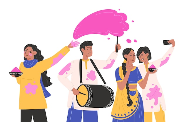 Vector happy holi indian holiday festival of colors