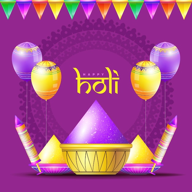 Happy Holi, Indian holiday and square poster