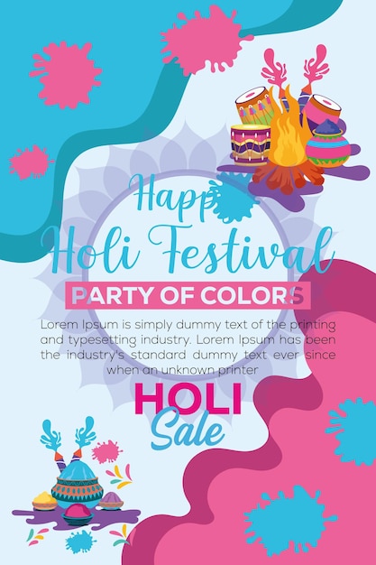 Happy Holi kleurrijke banner sjabloon Indiase hindoeïsme festival viering sociale media poster ontwerp