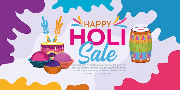 Happy Holi kleurrijke banner sjabloon Indiase hindoeïsme festival viering sociale media poster ontwerp