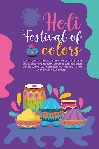 Vector happy holi kleurrijke banner sjabloon indiase hindoeïsme festival viering sociale media poster ontwerp
