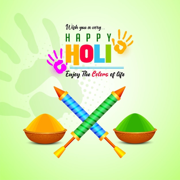 Happy Holi l Vector illustratie van kleurrijke Happy Holi Festival of Colors Celebration Greetings