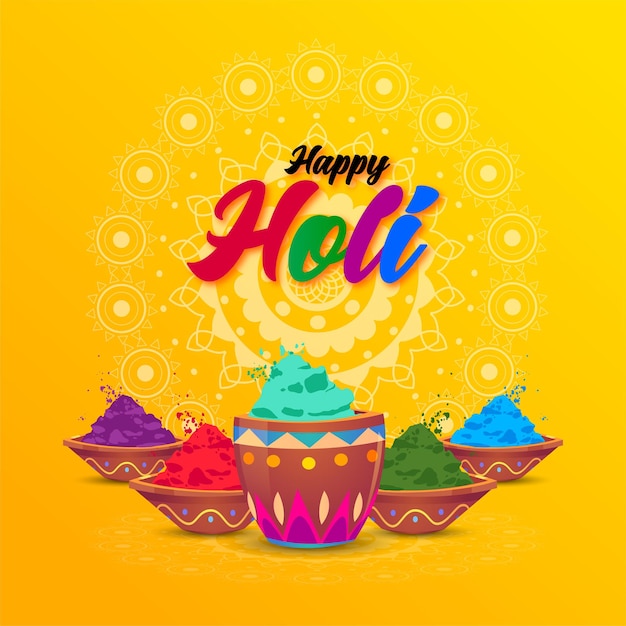 Happy holi l vector illustration of colorful happy holi festival of colours celebration greetings