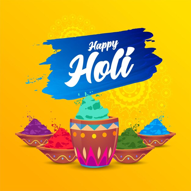 Happy Holi l Vector illustration of Colorful Happy Holi Festival of Colours Celebration Greetings