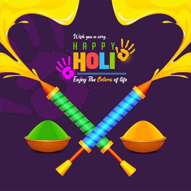 Happy Holi l Векторная иллюстрация красочного праздника Happy Holi Festival of Colors Приветствия