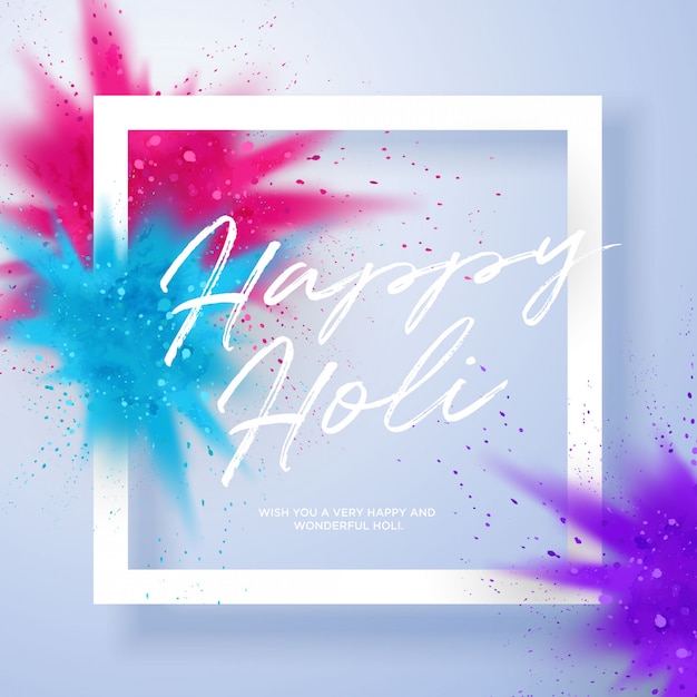 Happy holi paint explosion frame template