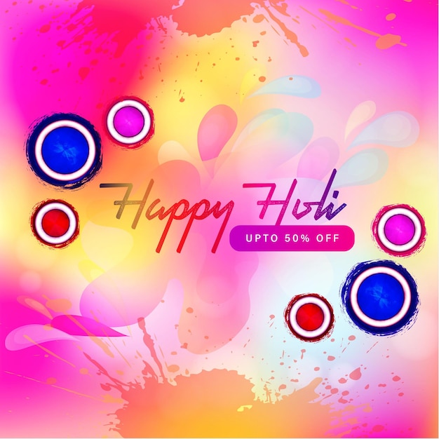 Happy holi sale pink yellow colourful indian hindu festival social media background banner