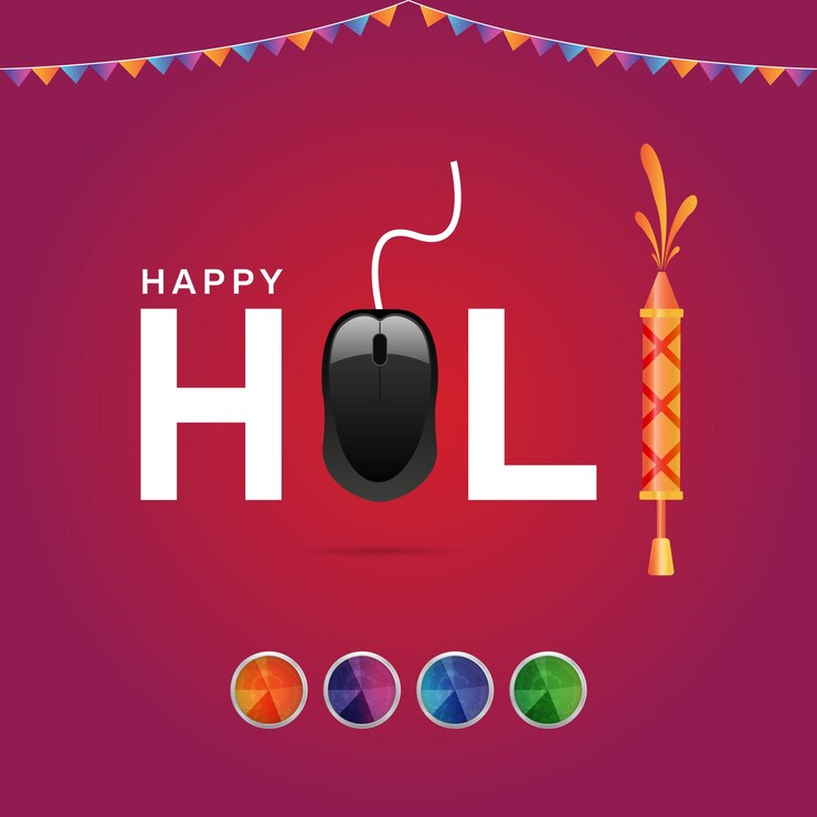 वेक्टर happy holi technologyconcept social media post template