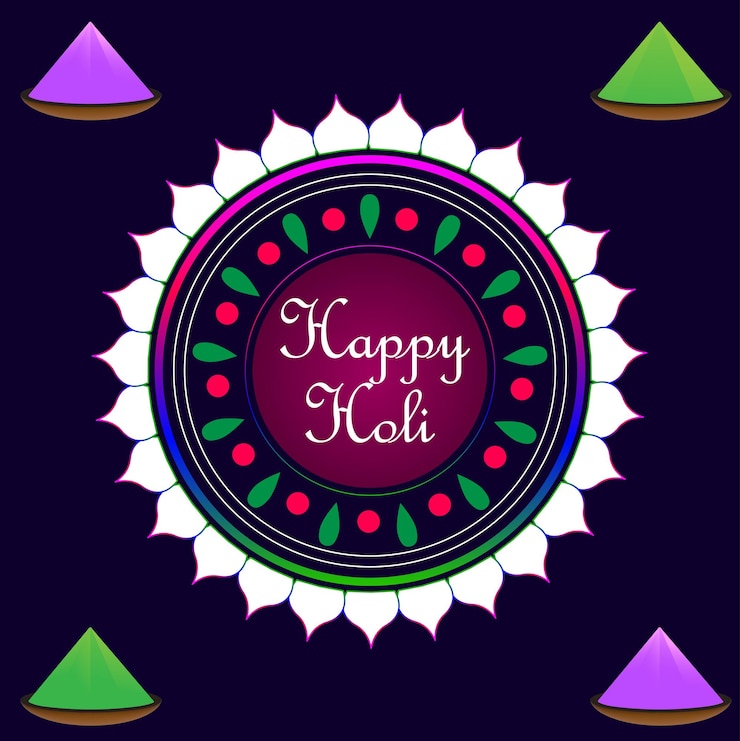 वेक्टर happy holi vector design with colorful rangoli art