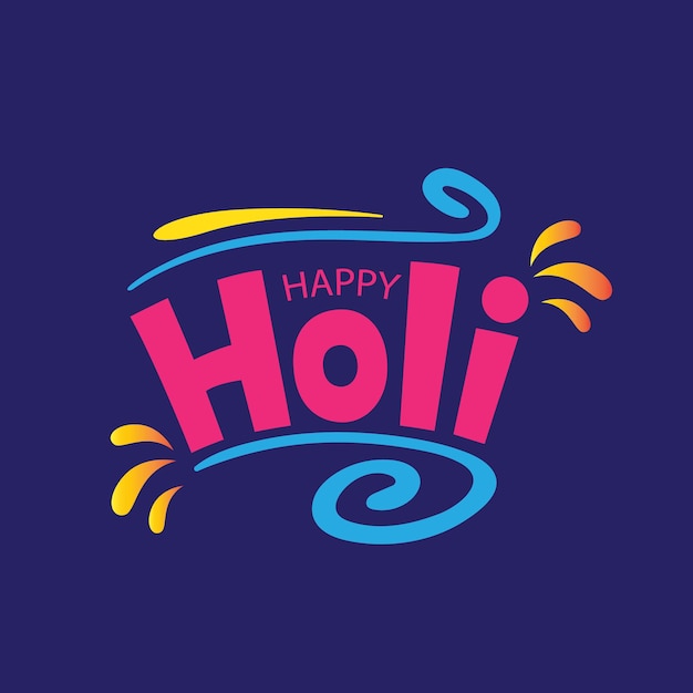 인도 축제를 위한 해피 홀리 벡터 일러스트레이션. 다채로운 글자와 서예 인사말 카드