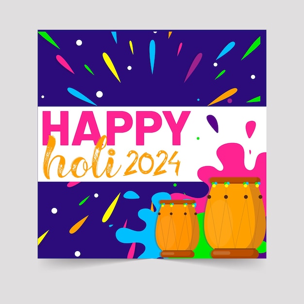 Premium Vector Happy Holi Wish card Social media post template Premium Vector Happy Holi Wish card Social media post template