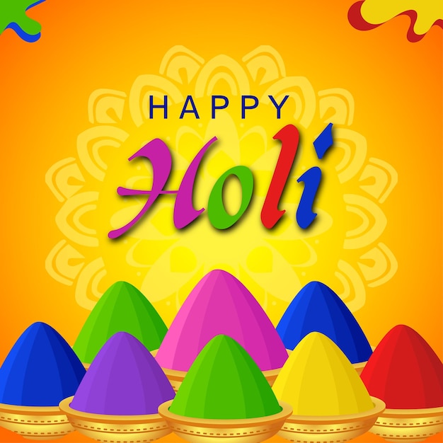 Happy Holi wishes greeting card design