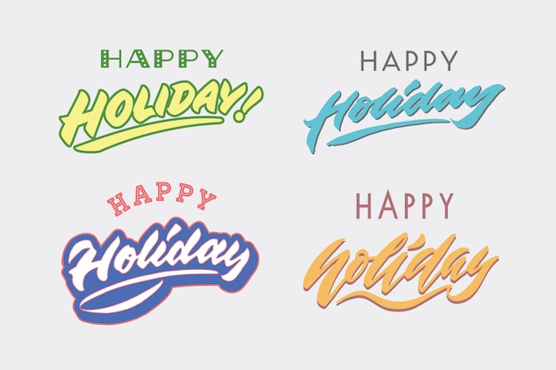 happy holiday typography design element