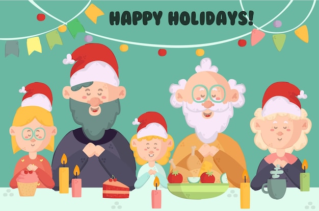 Happy Holidays Celebrating Illustration