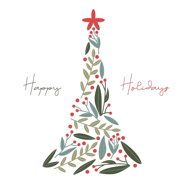 Happy Holidays Christmas Tree Silhouette Card