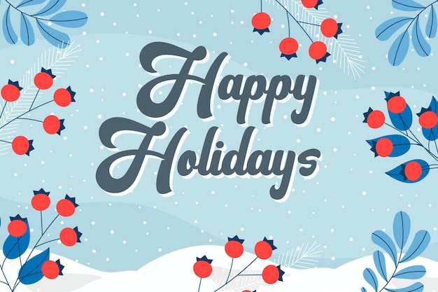 Vector happy holidays greeting card with lettering vector illustration with snowflakes