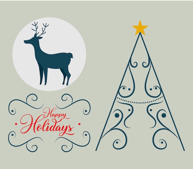 Vector happy holidays icon set