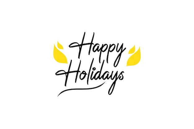 Happy holidays lettering vector isolated on white background