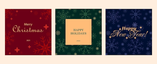 Vector happy holidays. merry christmas. happy new year. postcard template. social media post.print invitate