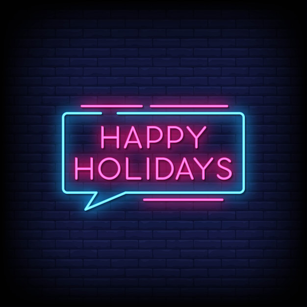 Happy holidays neon signs style text vector