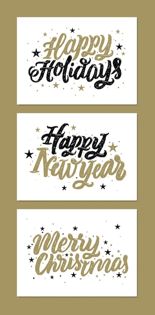 Vector happy holidays new year and merry christmas typography for greeting card vector illustration