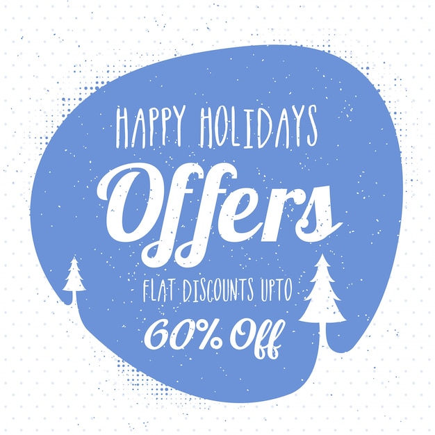 Vector happy holidays sale banners with 60% discount offers