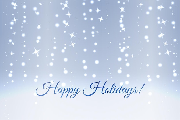 Happy Holidays silver blue christmas lights background