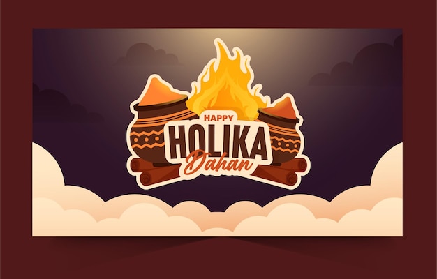 Happy holika dahan design template for horizontal banner