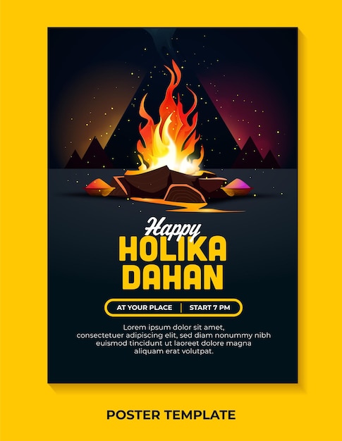 Happy holika dahan design template for poster