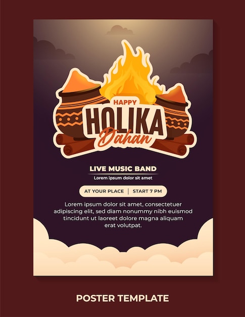 Happy holika dahan шаблон дизайна для плаката