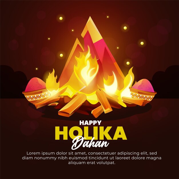 Vector happy holika dahan design template for social media post