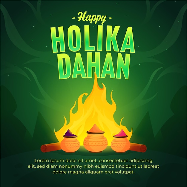 Premium Vector | Happy holika dahan design template for social media post