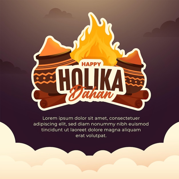 Felice modello di progettazione holika dahan per post sui social media