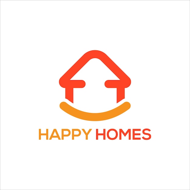 Happy Homes creatieve minimale ontwerp concept vector logo sjabloon