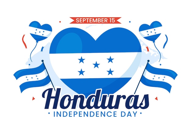 Векторная иллюстрация Дня независимости Гондураса 15 сентября на фоне развевающегося флага