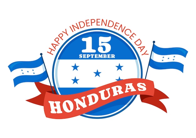 Векторная иллюстрация Дня независимости Гондураса 15 сентября на фоне развевающегося флага